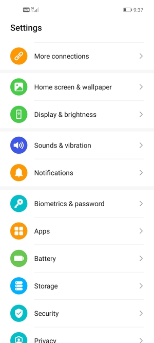 To activate your screen lock, go to the Settings menu and select Biometrics & password