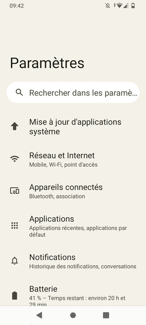 Sélectionnez Réseau et Internet