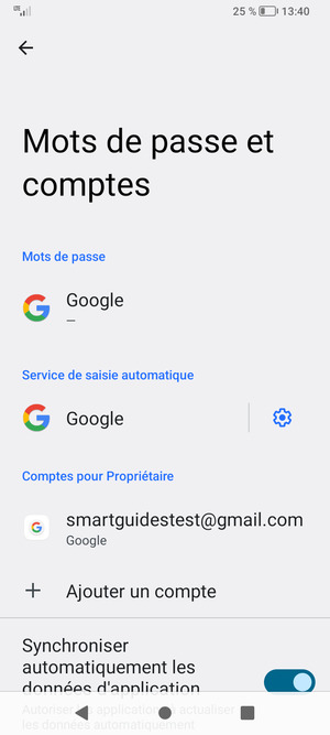 Sélectionnez votre compte Google