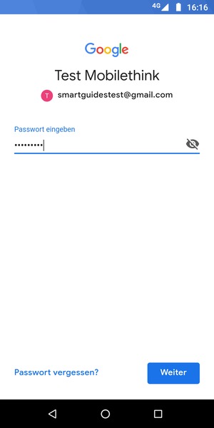 Geben Sie Ihre Passwort ein und wählen Sie Weiter
