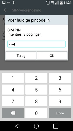 Voer uw Huidige SIM PIN-code in en selecteer OK