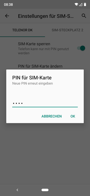 Bestätigen Sie Ihre neue PIN der SIM-Karte und wählen Sie OK
