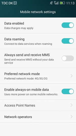 Select Preferred network mode