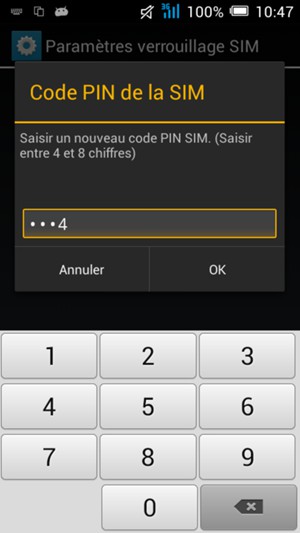 Saisissez un Nouveau code PIN SIM et sélectionnez OK
