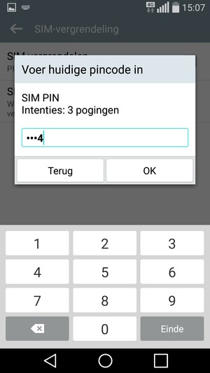 Voer uw Huidige SIM PIN-code in en selecteer OK