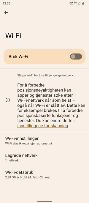 Slå på Bruk Wi-Fi