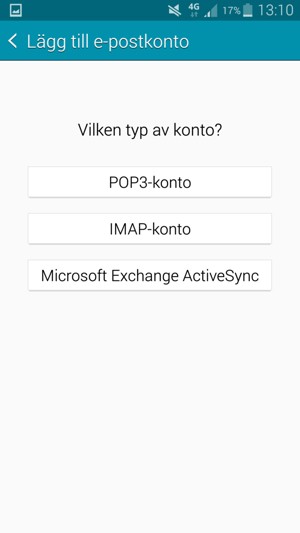 Välj Microsoft Exchange ActiveSync