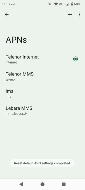 Your phone will reset to default Internet and MMS settings