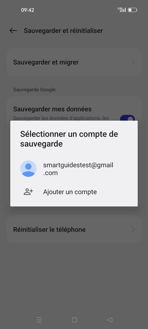 Sélectionnez votre compte de sauvegarde