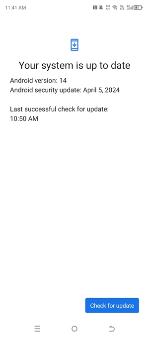 If your phone is up to date, you will see the following screen