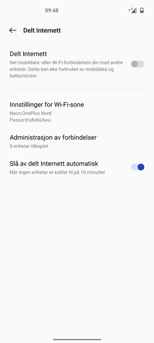 Velg Innstillinger for Wi-Fi-sone