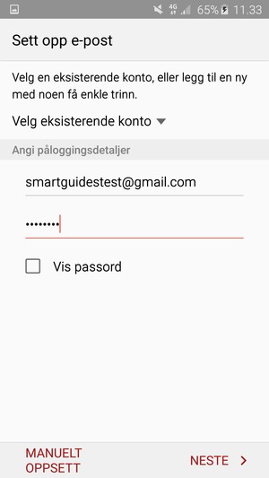 Skriv inn din Gmail eller Hotmail-adresse og passord. Velg NESTE