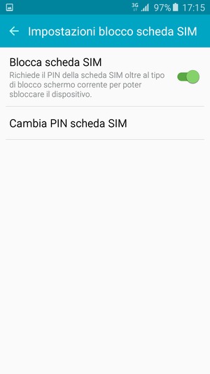 Seleziona Cambia PIN scheda SIM