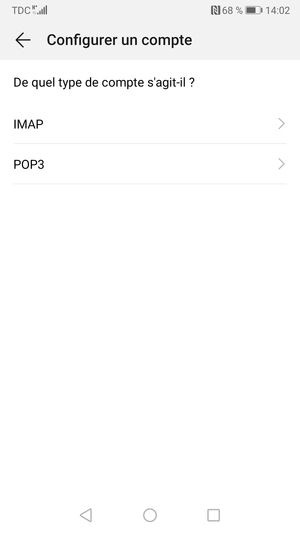 Sélectionnez IMAP ou POP3