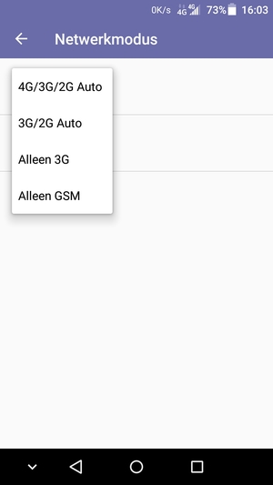 Selecteer 4G/3G/2G Auto om 4G in te schakelen en 3G/2G Auto om 3G in te schakelen