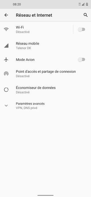 Sélectionnez Point d'accès et partage de connexion