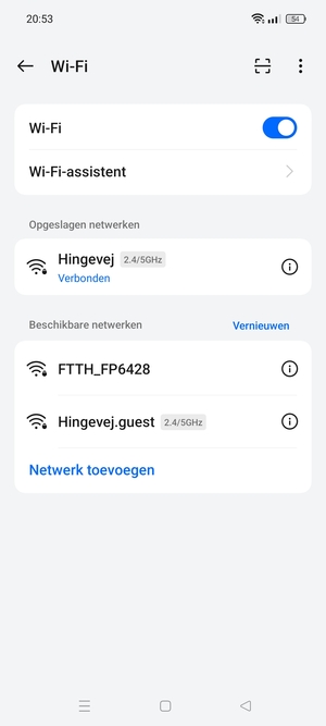 U bent nu verbonden met het WiFi-netwerk