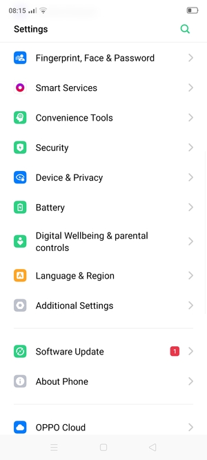 To activate your screen lock, go to the Settings menu and select Fingerprint, Face & Password