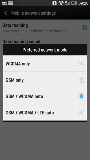 Select GSM / WCDMA auto 