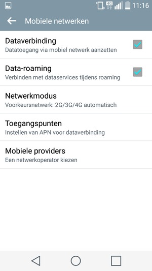 Schakel Data-roaming in of uit