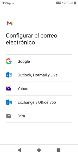 Seleccione Outlook, Hotmail y Live