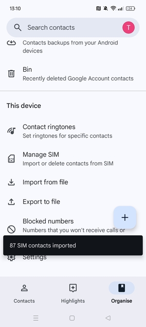 Your contacts will be saved to your Google account and saved to your phone the next time Google is synced.