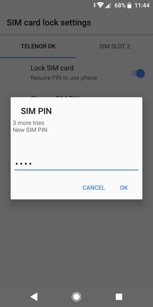 Ange din Ny PIN-kod för SIM-kort och välj OK