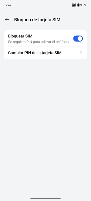 Seleccione  Cambiar PIN de la tarjeta SIM
