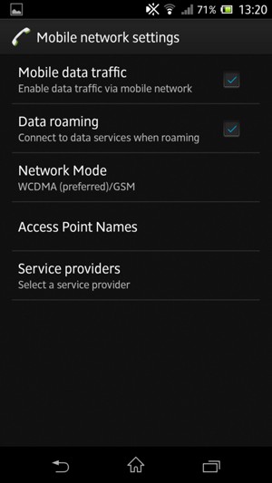 Select network mode - Sony Xperia M