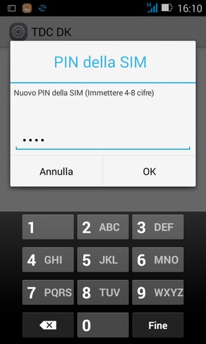 Inserisci Nuovo PIN della SIM e seleziona OK