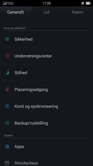 Scroll til og vælg Backup/nulstilling