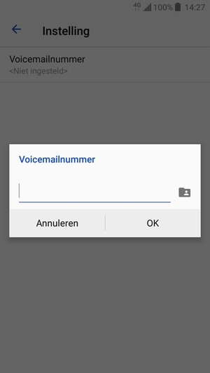 Voer het Voicemailnummer in en selecteer OK