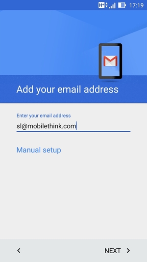Enter your Email address and  select Manual setup