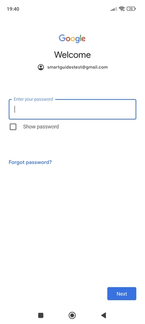 Enter your Gmail password and select Next