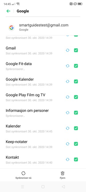 Dine kontakter fra Google vil synkroniseres til din OPPO
