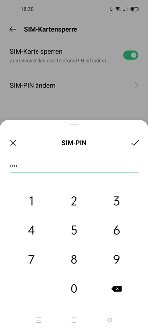 Geben Sie Ihre Aktuelle PIN für die SIM-karte ein und wählen Sie OK