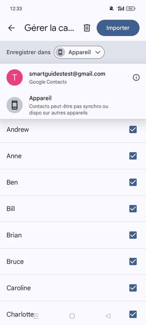 Sélectionnez votre compte Google