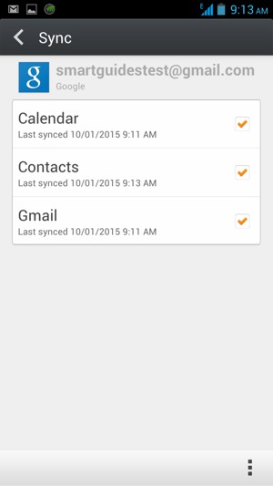 Check the Contacts checkbox and select the Menu button