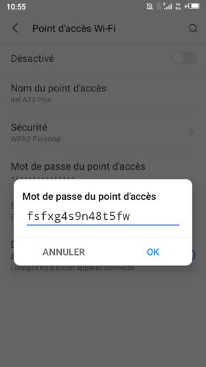 Saisissez un mot de passe de hotspot Wi-Fi d'au moins 8 caractères et sélectionnez OK