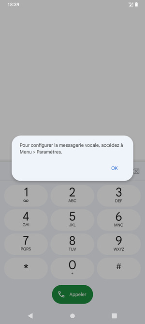 Si votre messagerie vocale n'est pas configurée, sélectionnez OK