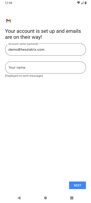 Give your account a name and enter your name. Select NEXT