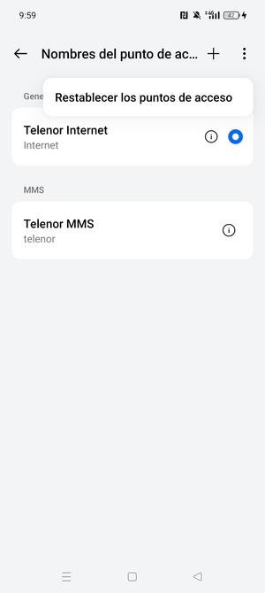 Seleccione Restablecer los puntos de acceso