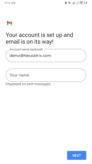 Give your account a name and enter your name. Select NEXT