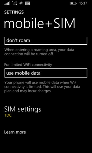 To change network if network problems occur, select SIM settings