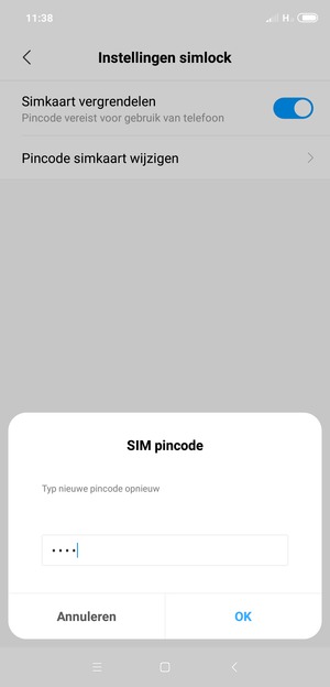 Bevestig uw nieuwe SIM pincode en selecteer OK