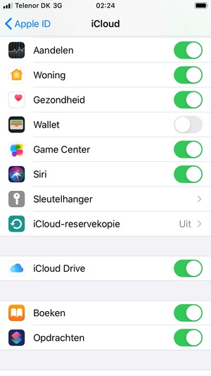 Scroll naar en selecteer iCloud-reservekopie