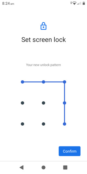 Draw the unlock pattern again and select Confirm