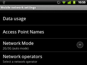 To change network if network problems occur, scroll to and select Network operators