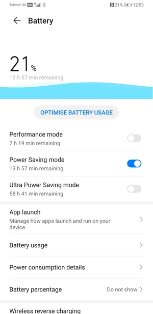 To enable Ultra power saving, turn on Ultra Power Saving mode