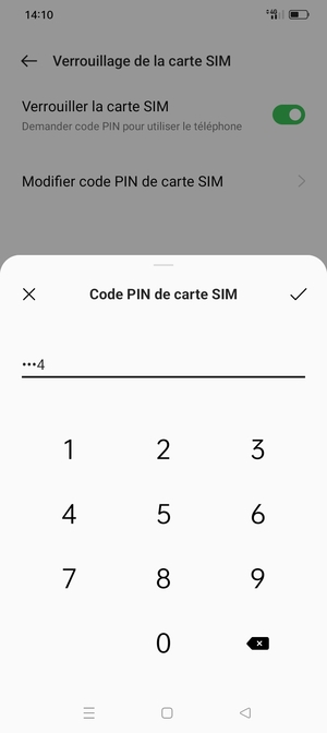 Saisissez code PIN actuel de cette carte SIM et sélectionnez OK
